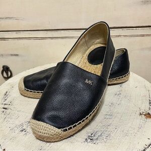 Michael Kors Kendrick Leather Slip-On Espadrilles — Black — Women’s Size 6.5 M